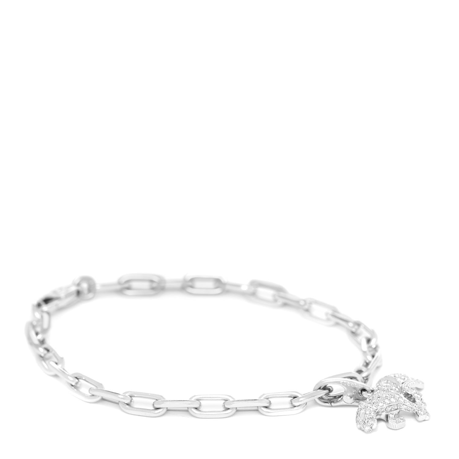 Cartier 18K White Gold Diamond Panthere Charm Bracelet 1 of 8