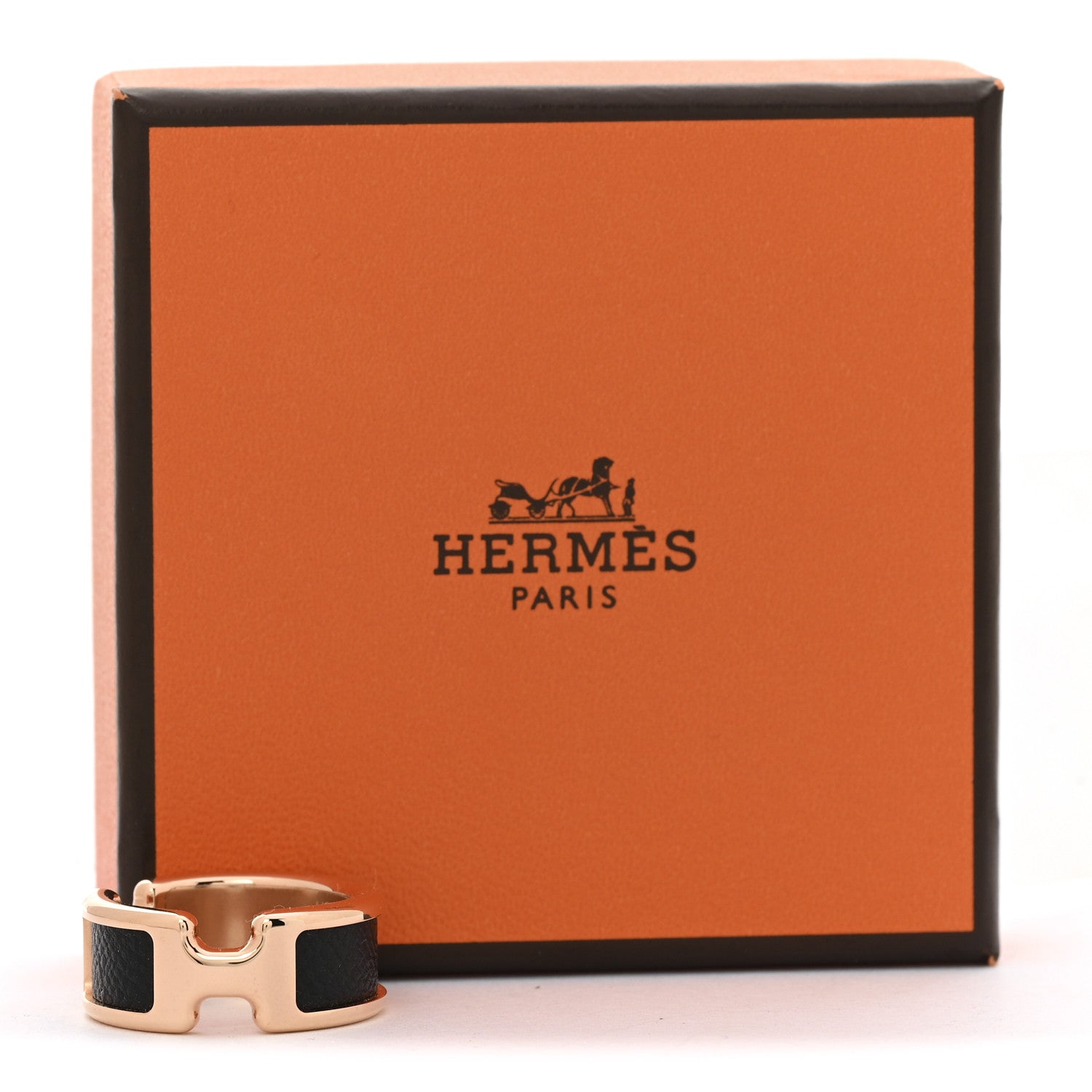 Hermes Madame Calfskin Olympe Ring M Black 1804207 – FASHIONPHILE