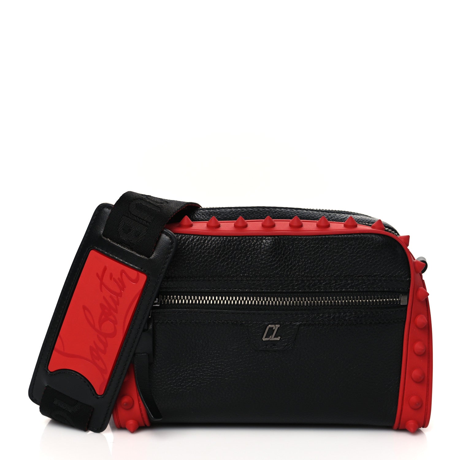 Christian Louboutin Empire Calfskin Gomme Spikes Loubitown Crossbody Loubi Black 1 of 10