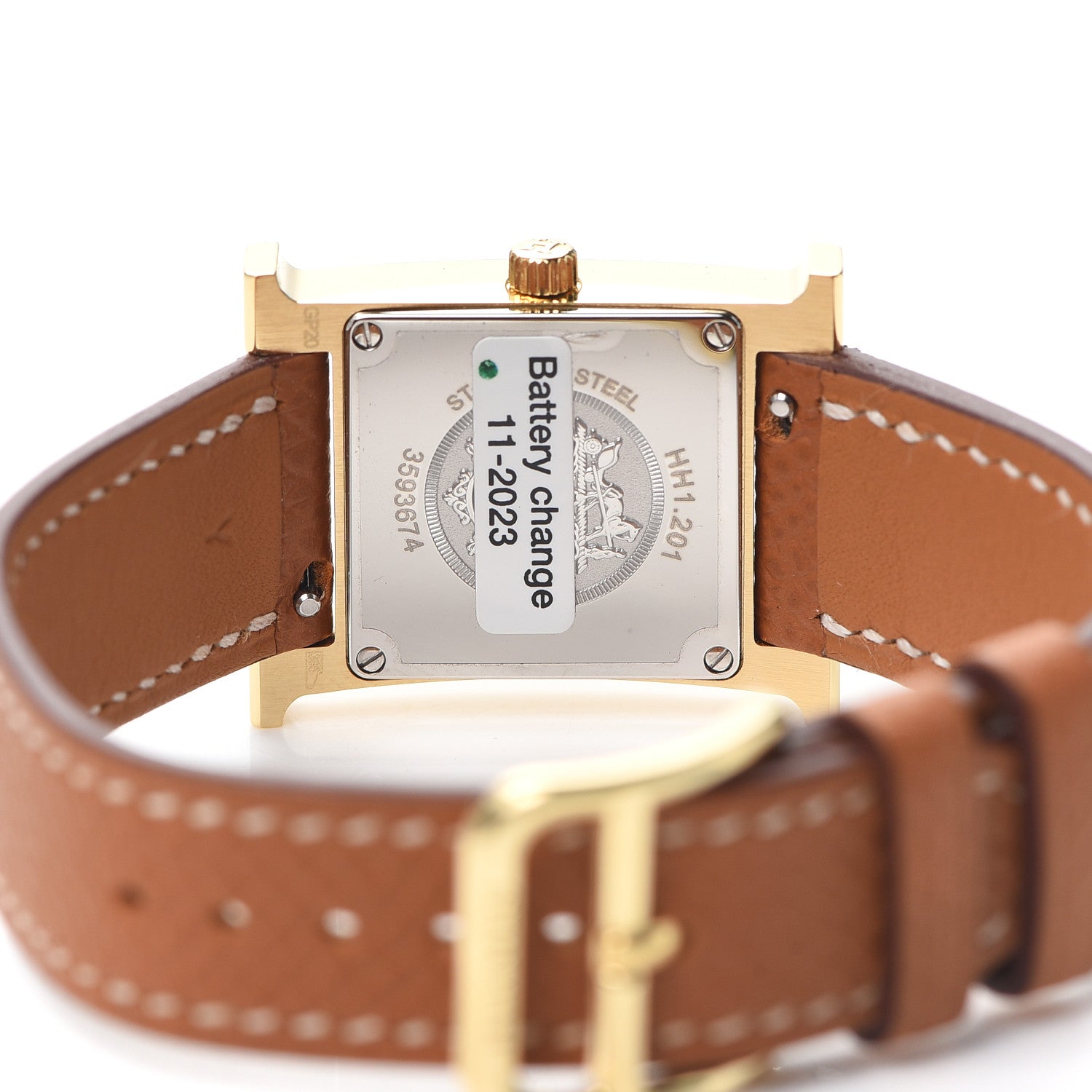 Hermes Stainless Steel Epsom 21mm Heure H Hour Quartz Watch Gold 4 of 5