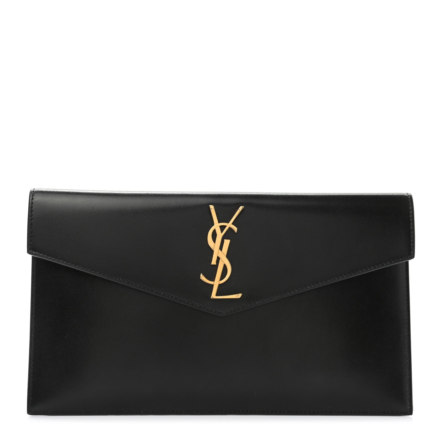 Saint Laurent Smooth Shiny Calfskin Monogram Uptown Pouch Black 1 of 10