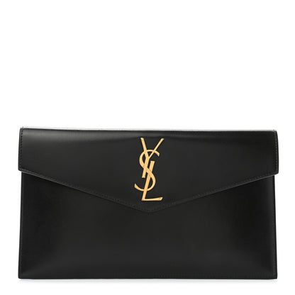 Saint Laurent Smooth Shiny Calfskin Monogram Uptown Pouch Black 1 of 10