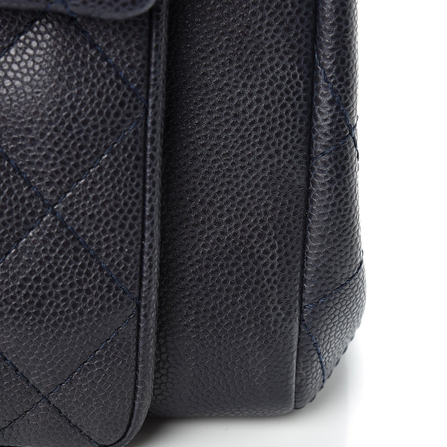 Caviar Quilted CC Accordion Shopping Bag Navy