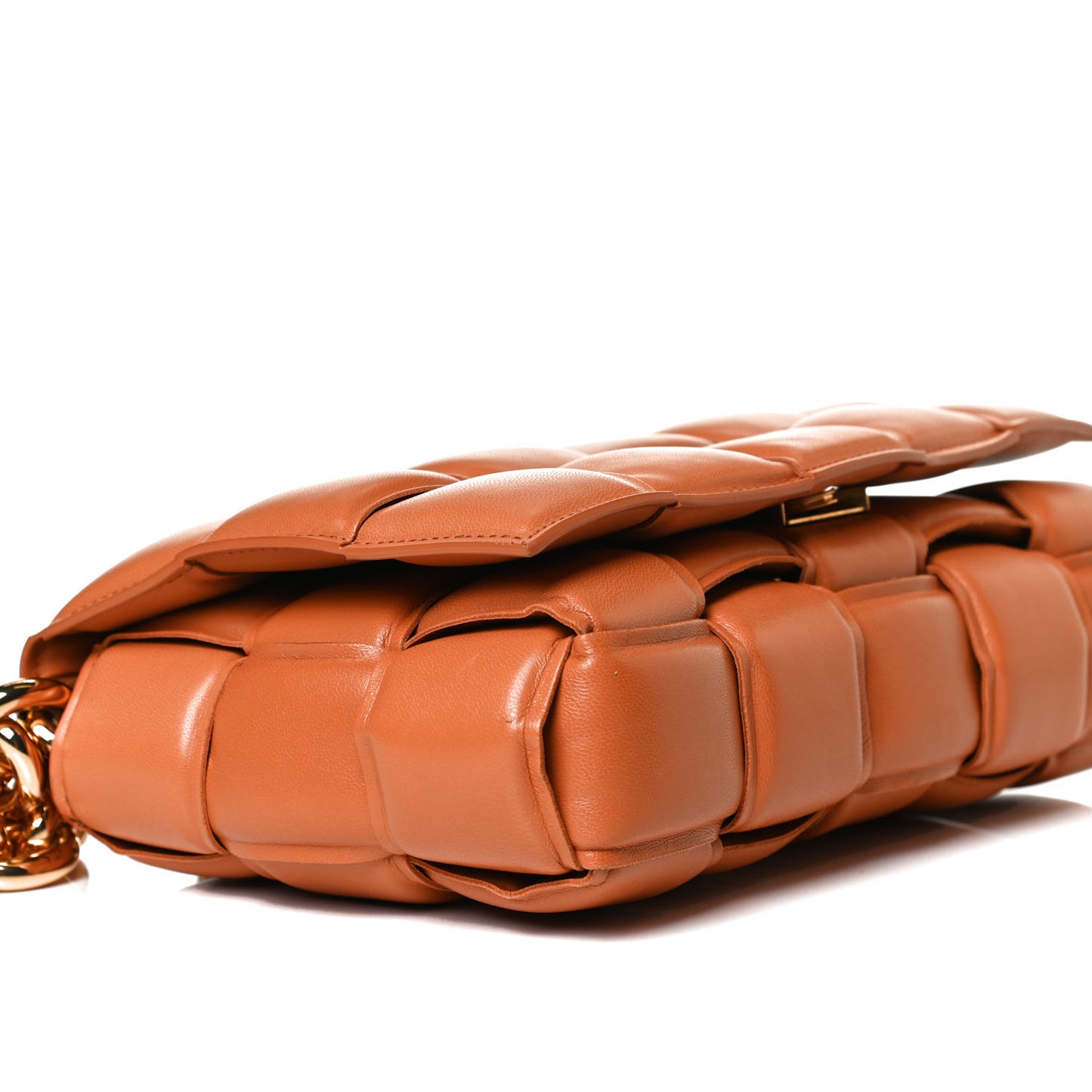 Lambskin Maxi Intreccio Padded Chain Cassette Crossbody Bag Clay