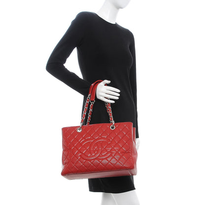 Chanel Caviar Quilted Grand Shopping Tote GST Red 2 of 8