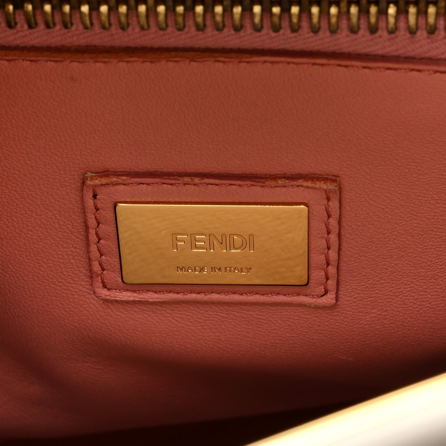 Fendi Vitello Seta Shiny Nappa Medium Peekaboo Iconic Satchel Grigio Polvere Bois de Rose 7 of 9