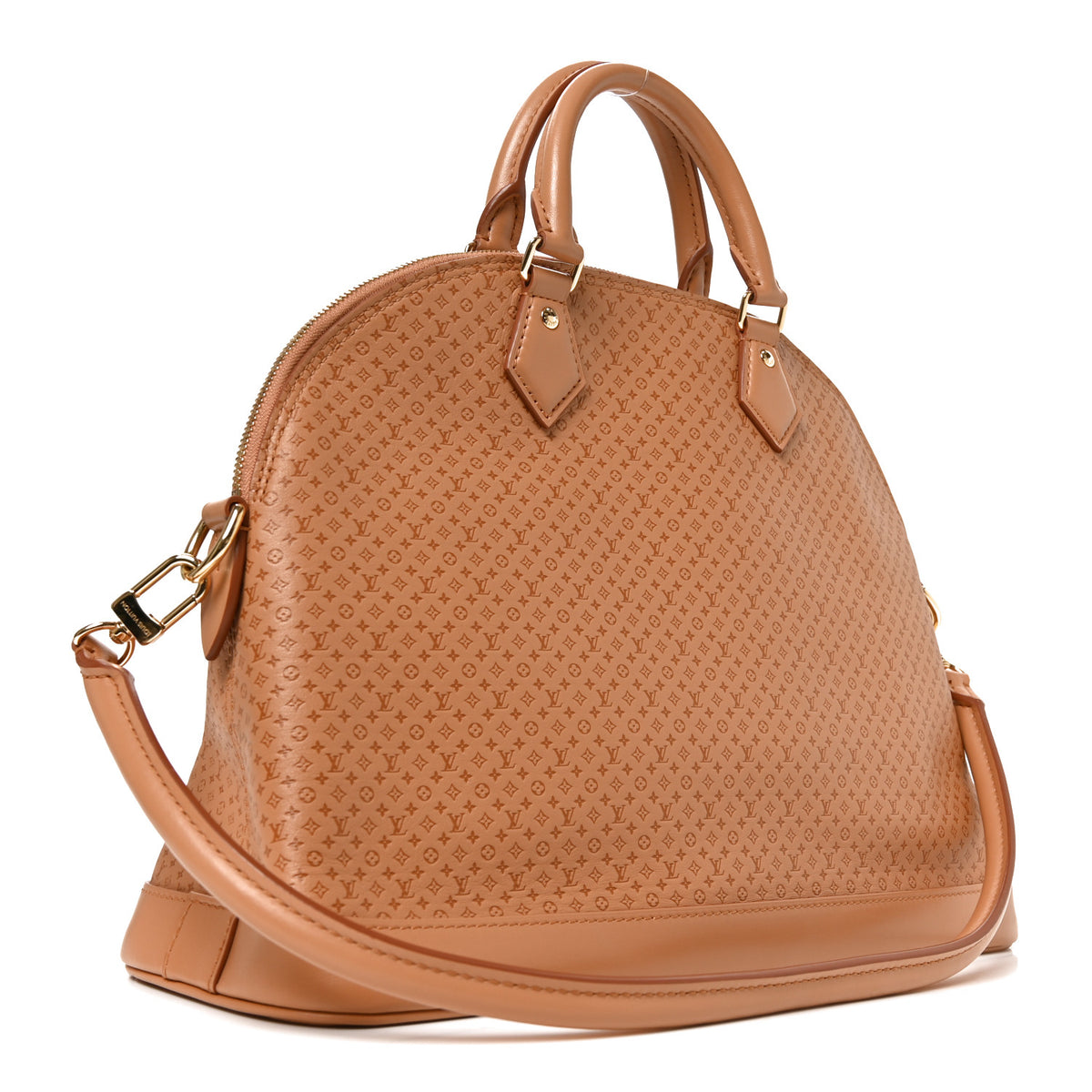 Louis Vuitton Calfskin Minigram Alma MM Soft Hazelnut 3 of 9