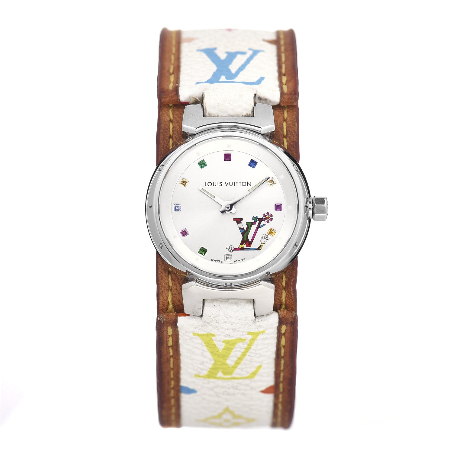 Louis Vuitton Stainless Steel Monogram Multicolor 28mm Tambour Murakami Quartz Watch 1 of 6