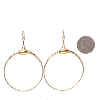Gucci 18K Yellow Gold Horsebit Drop Hoop Earrings 2 of 7