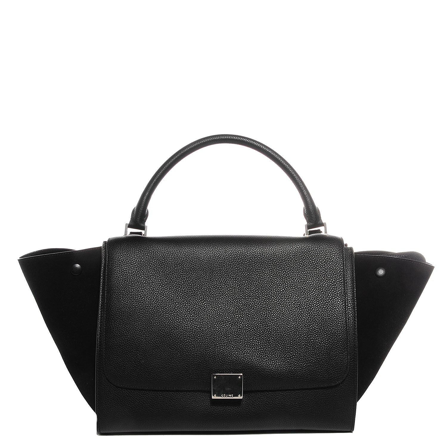 Celine Drummed Calfskin Suede Medium Trapeze Black 1 of 9
