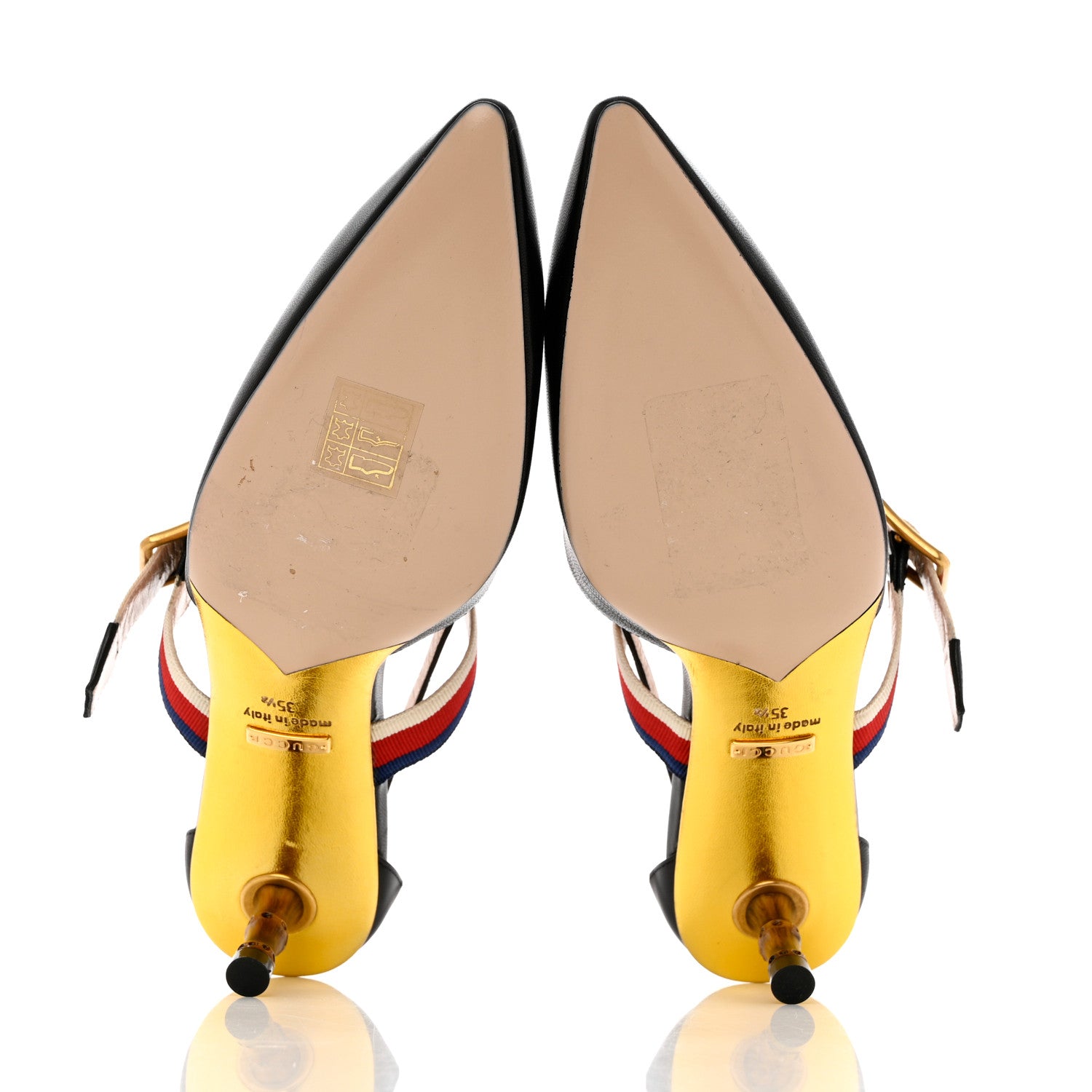Gucci Malaga Kid Grosgrain Sylvie Web Bamboo Mules 35.5 Black 5 of 10