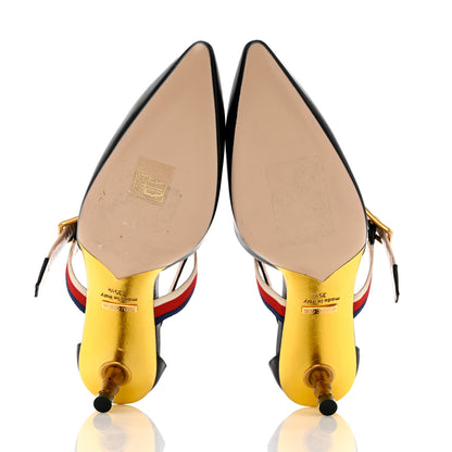 Gucci Malaga Kid Grosgrain Sylvie Web Bamboo Mules 35.5 Black 5 of 10