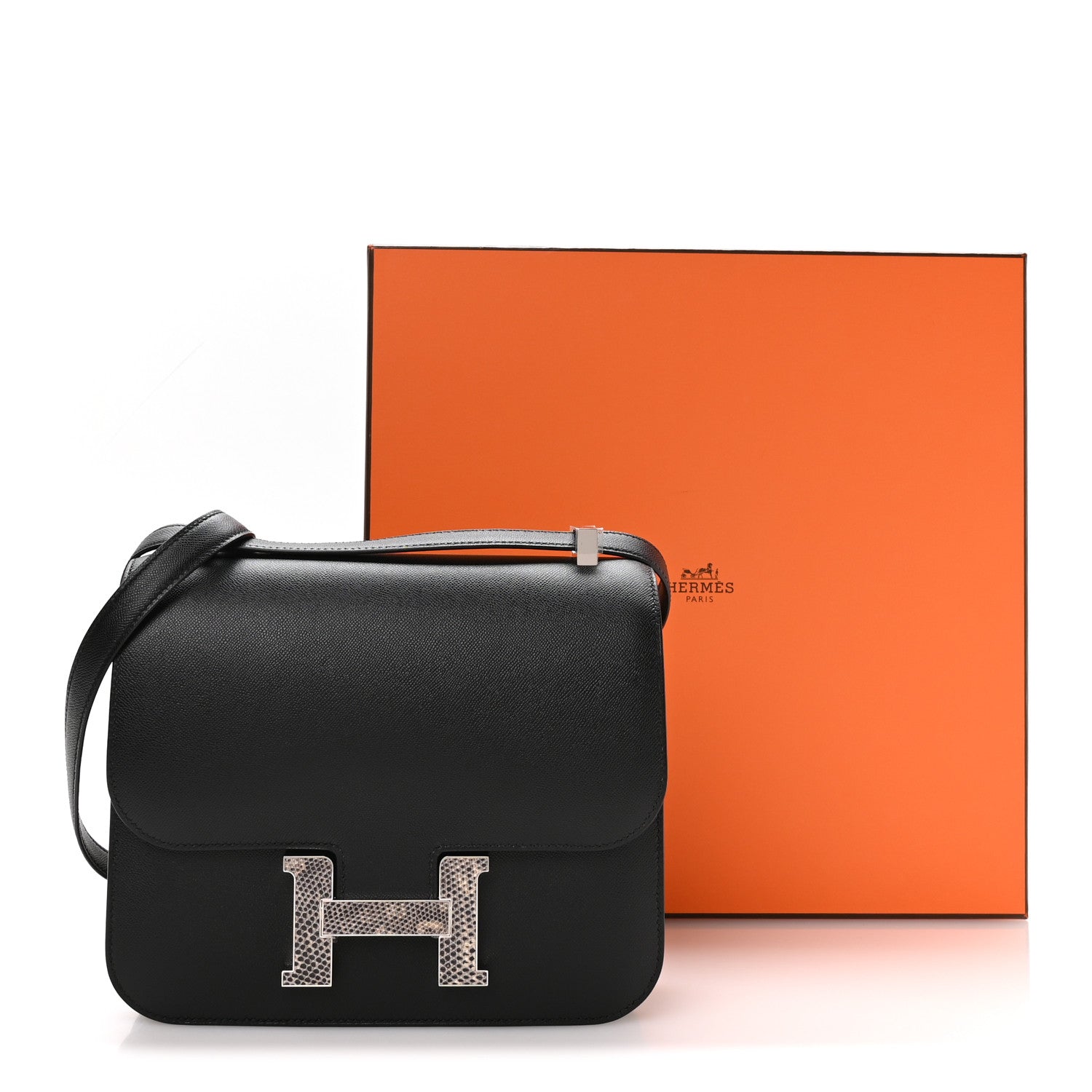 Hermes Madame Calfskin Lizard Constance 24 Black Ombre 11 of 11