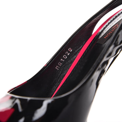 Louis Vuitton Patent Graffiti Slingback Pumps 38.5 Black Pink 10 of 11