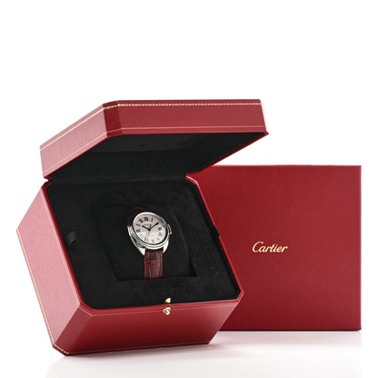 Cartier Stainless Steel Alligator 35mm Cle De Cartier Automatic Watch Burgundy 5 of 5