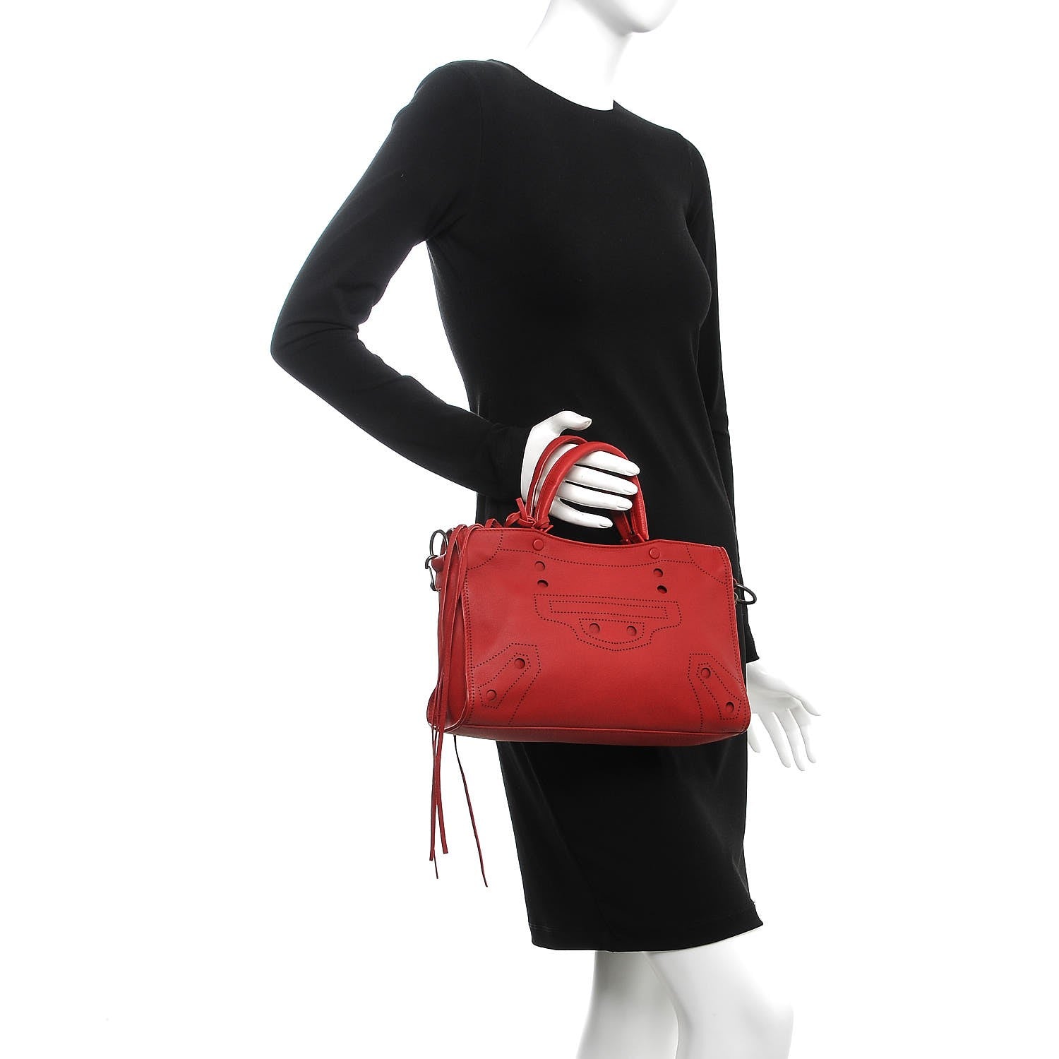 Balenciaga Veau Soyeux Perforated Blackout Hardware S City Rouge Groseille 3 of 8