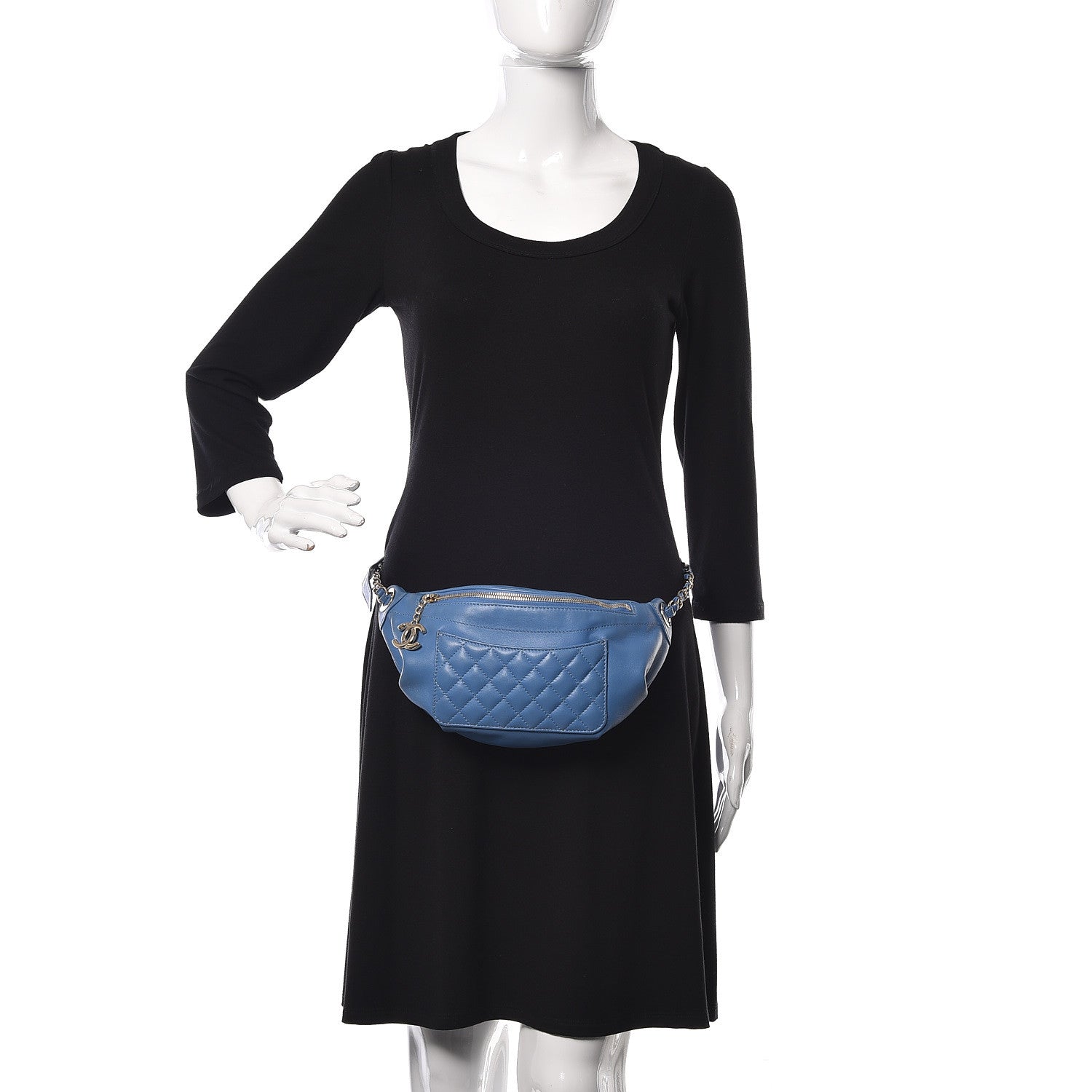 Chanel Lambskin Quilted Bi Waist Bag Fanny Pack Blue 2 of 11