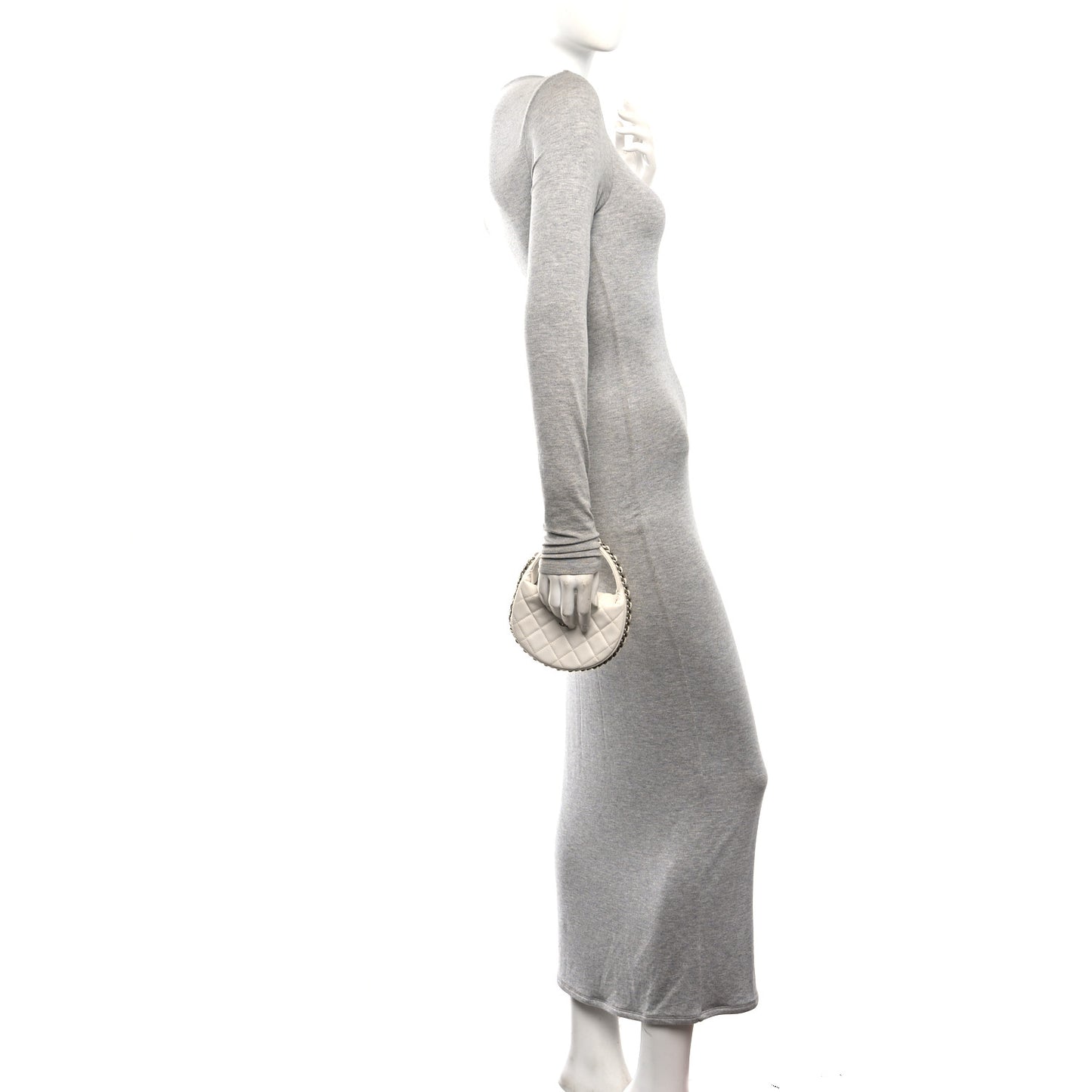 Lambskin Quilted Chain Around Pouch Hobo White