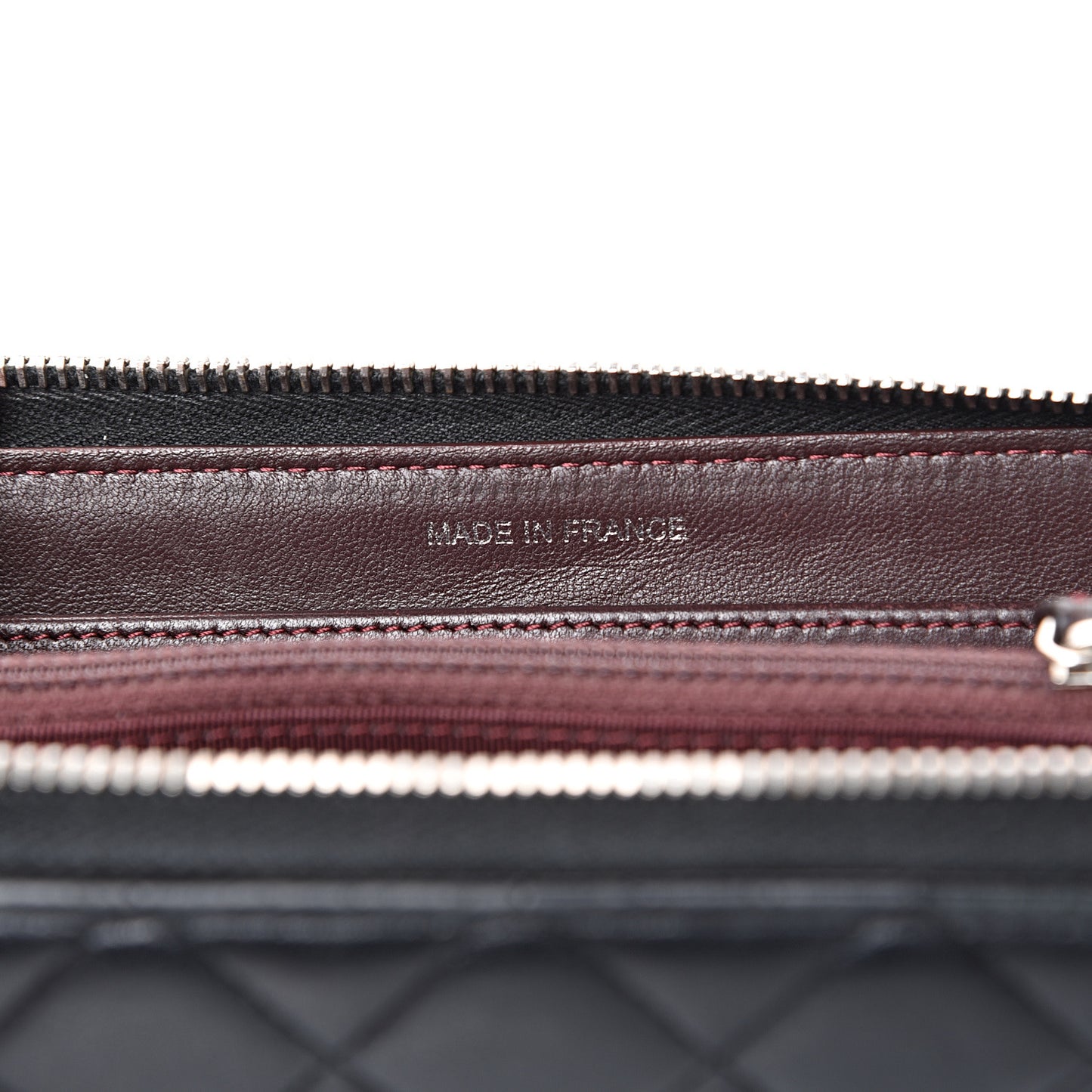 Lambskin Quilted Large Gusset Zip Around Wallet Black