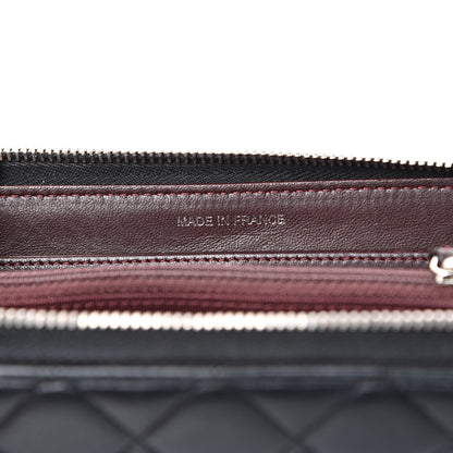 Chanel Lambskin Quilted Large Gusset Zip Around Wallet Black 6 of 14