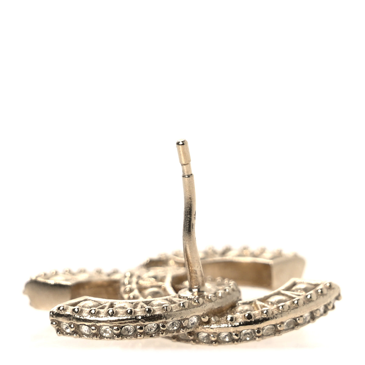 Chanel Crystal CC Earrings Light Gold 5 of 6