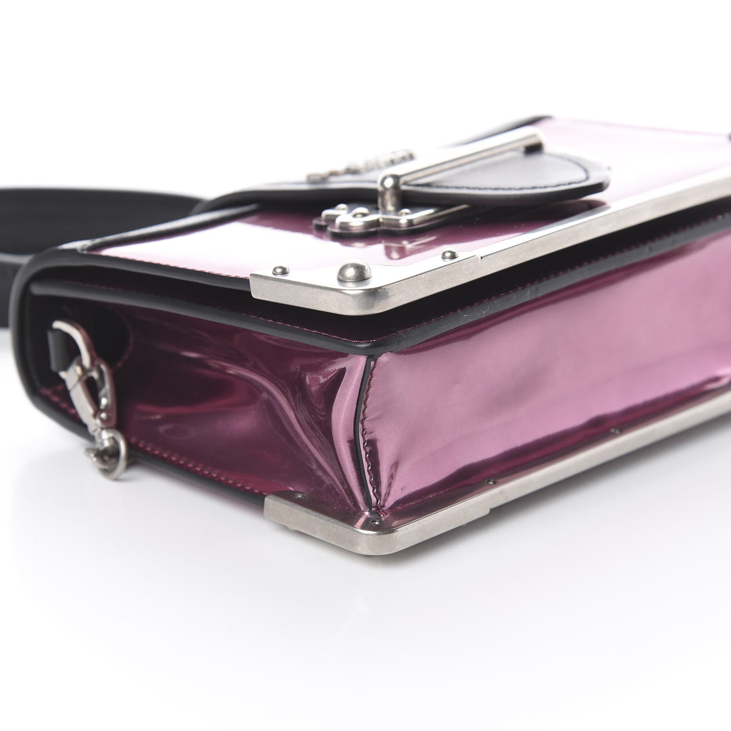 Prada Metallic Vitello Saffiano Cahier Bag Ferro Black 5 of 7