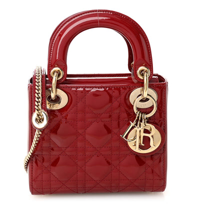 Christian Dior Patent Cannage Mini Lady Dior Red 1 of 10