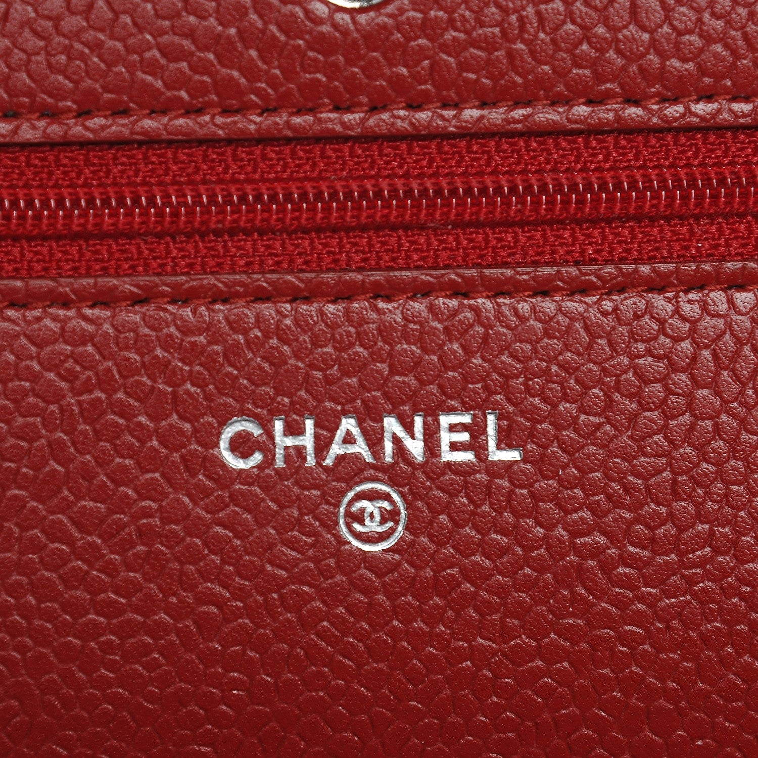 Chanel Caviar Quilted Wallet On Chain WOC Red 6 of 9