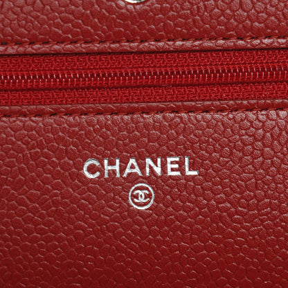 Chanel Caviar Quilted Wallet On Chain WOC Red 6 of 9