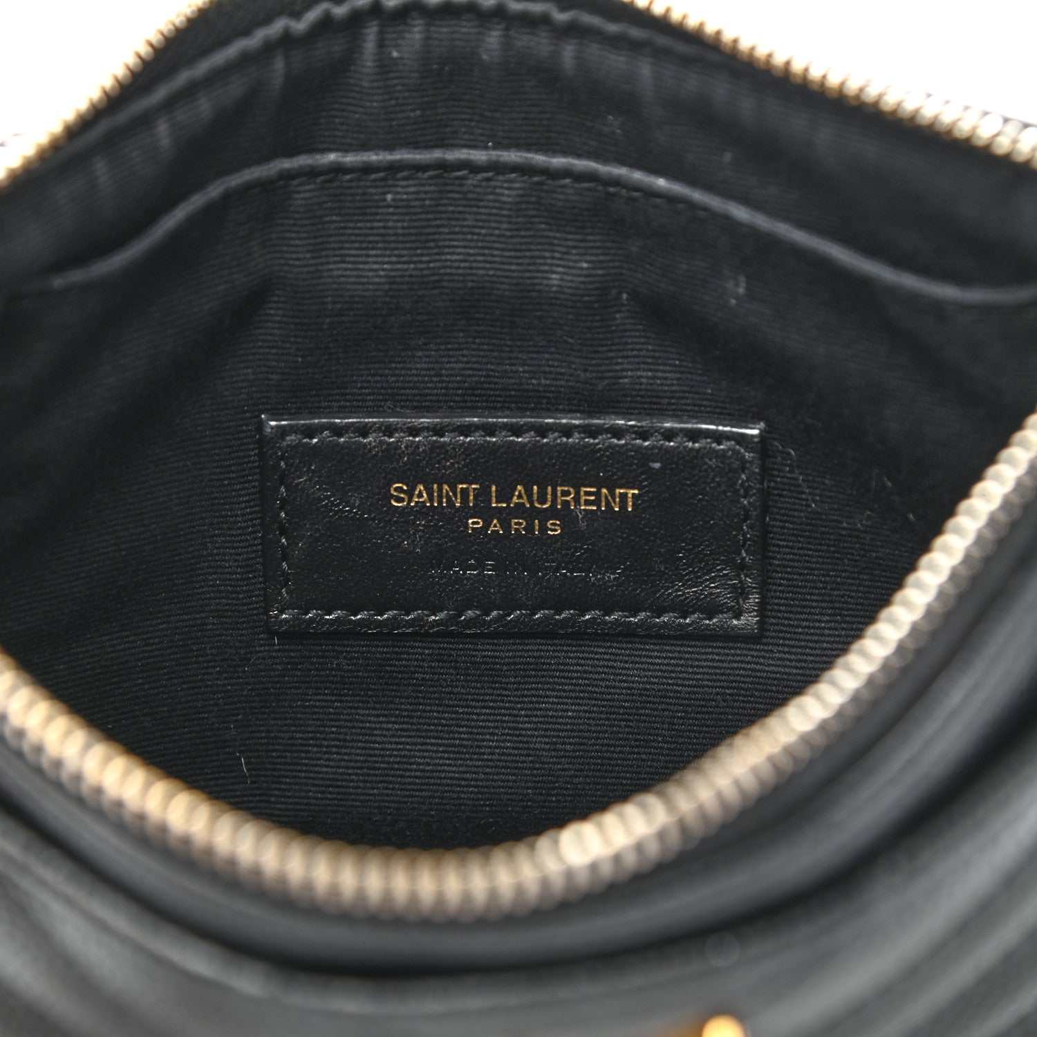 Saint Laurent Grain De Poudre Chevron Monogram Bill Pouch Black 6 of 8