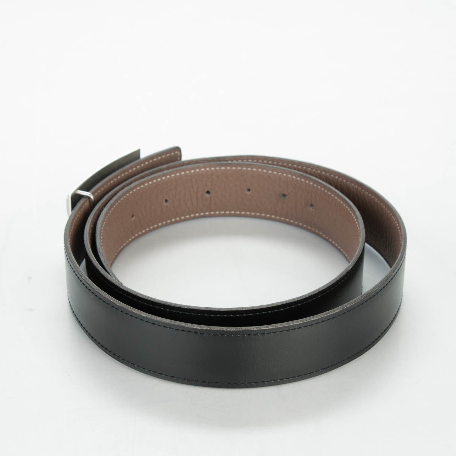 Hermes Box Togo 32mm Collier De Chien CDC Belt 95 Black Etoupe 3 of 6