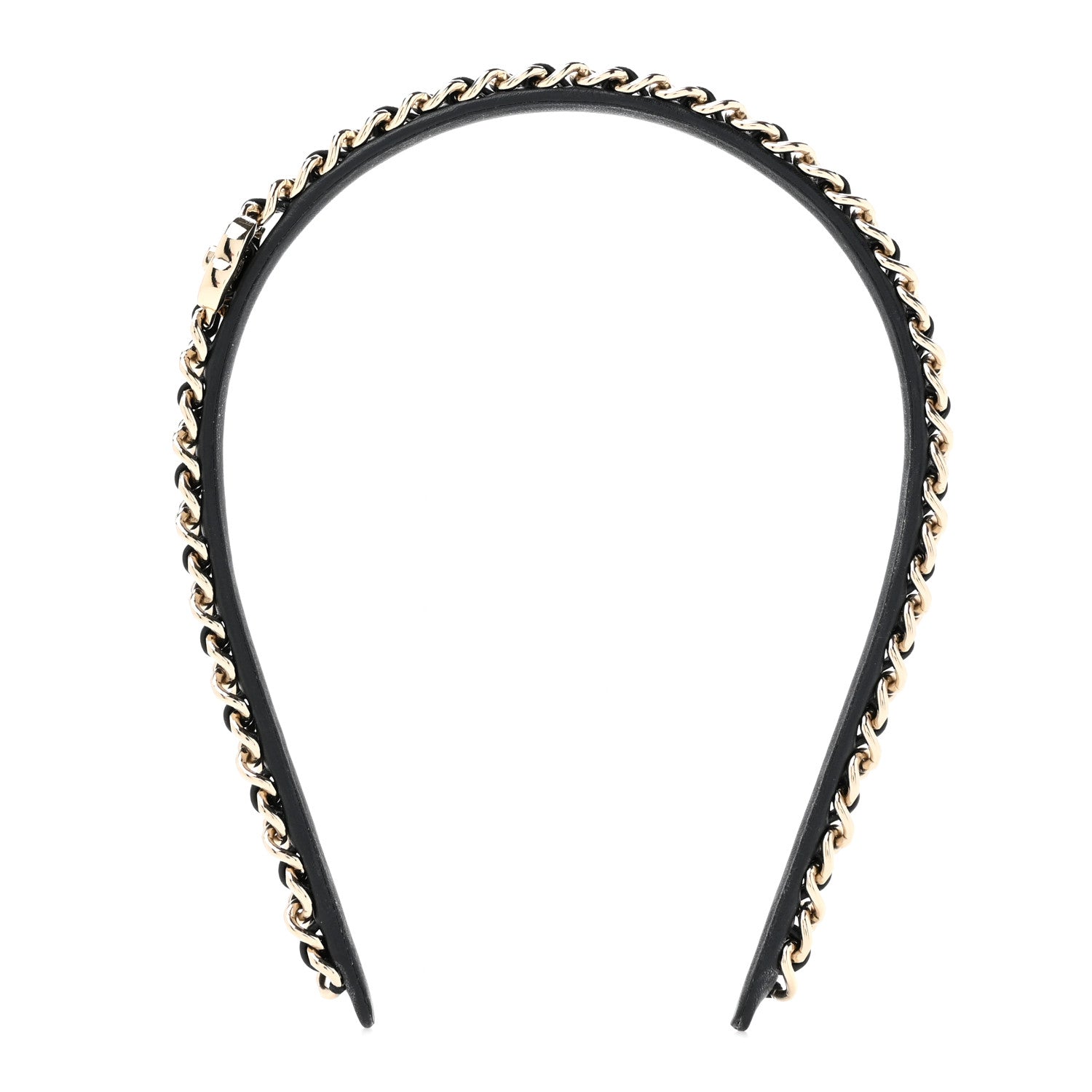 Chanel Metal Lambskin CC Turnlock Chain Headband Gold Black 1 of 5