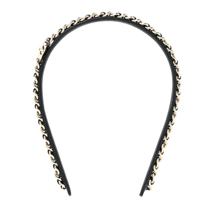 Chanel Metal Lambskin CC Turnlock Chain Headband Gold Black 1 of 5