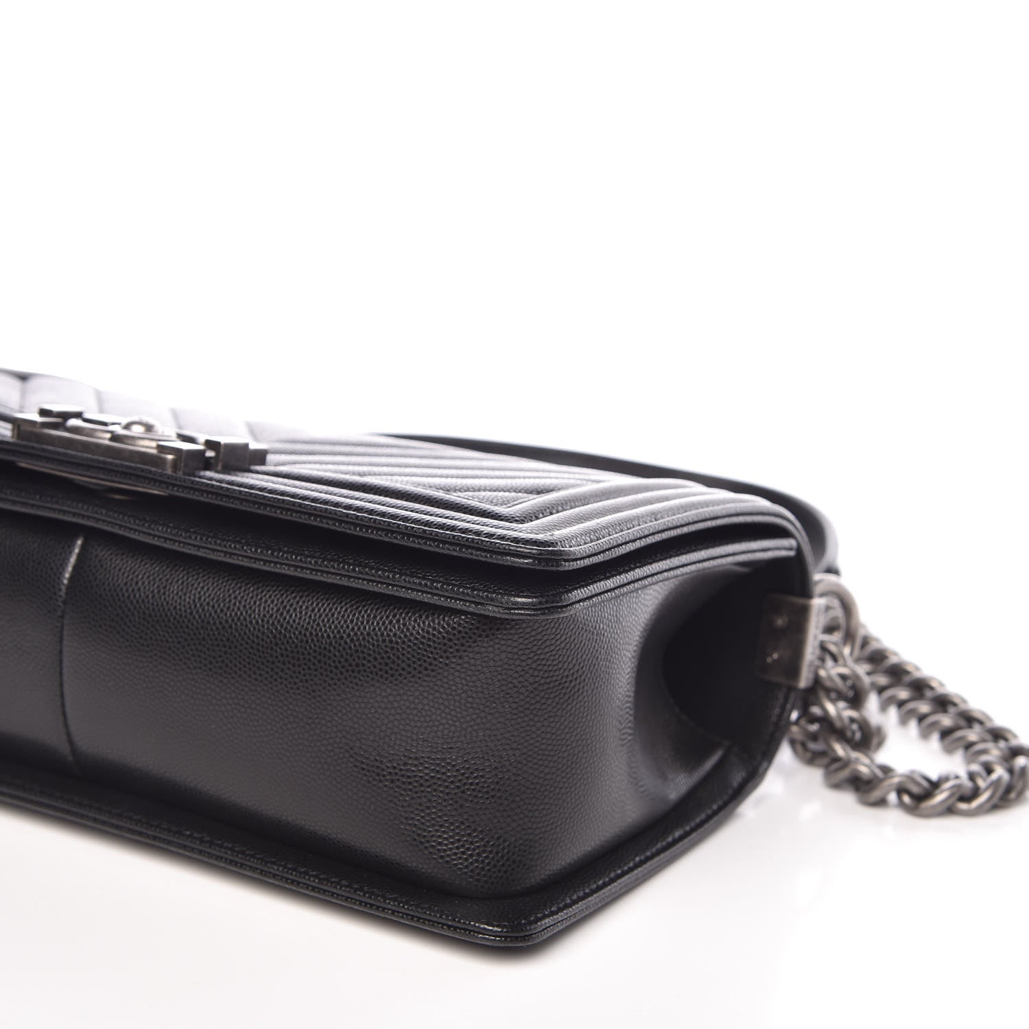 Chanel Caviar Chevron Quilted Medium Boy Flap Black 9 of 9