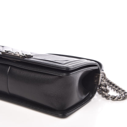Chanel Caviar Chevron Quilted Medium Boy Flap Black 9 of 9