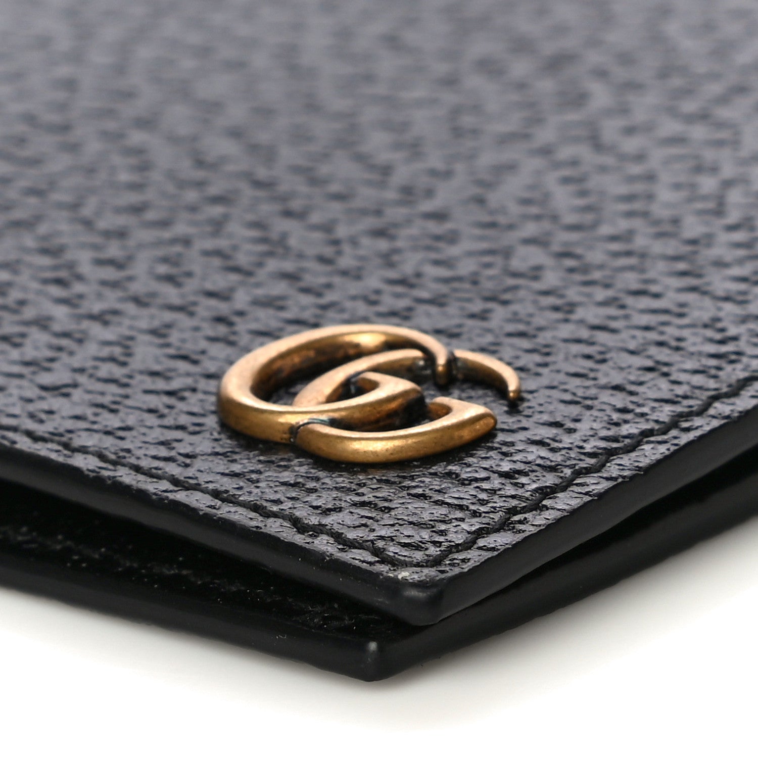 Gucci Calfskin Boar Effect GG Marmont Bi-Fold Wallet Black 9 of 10