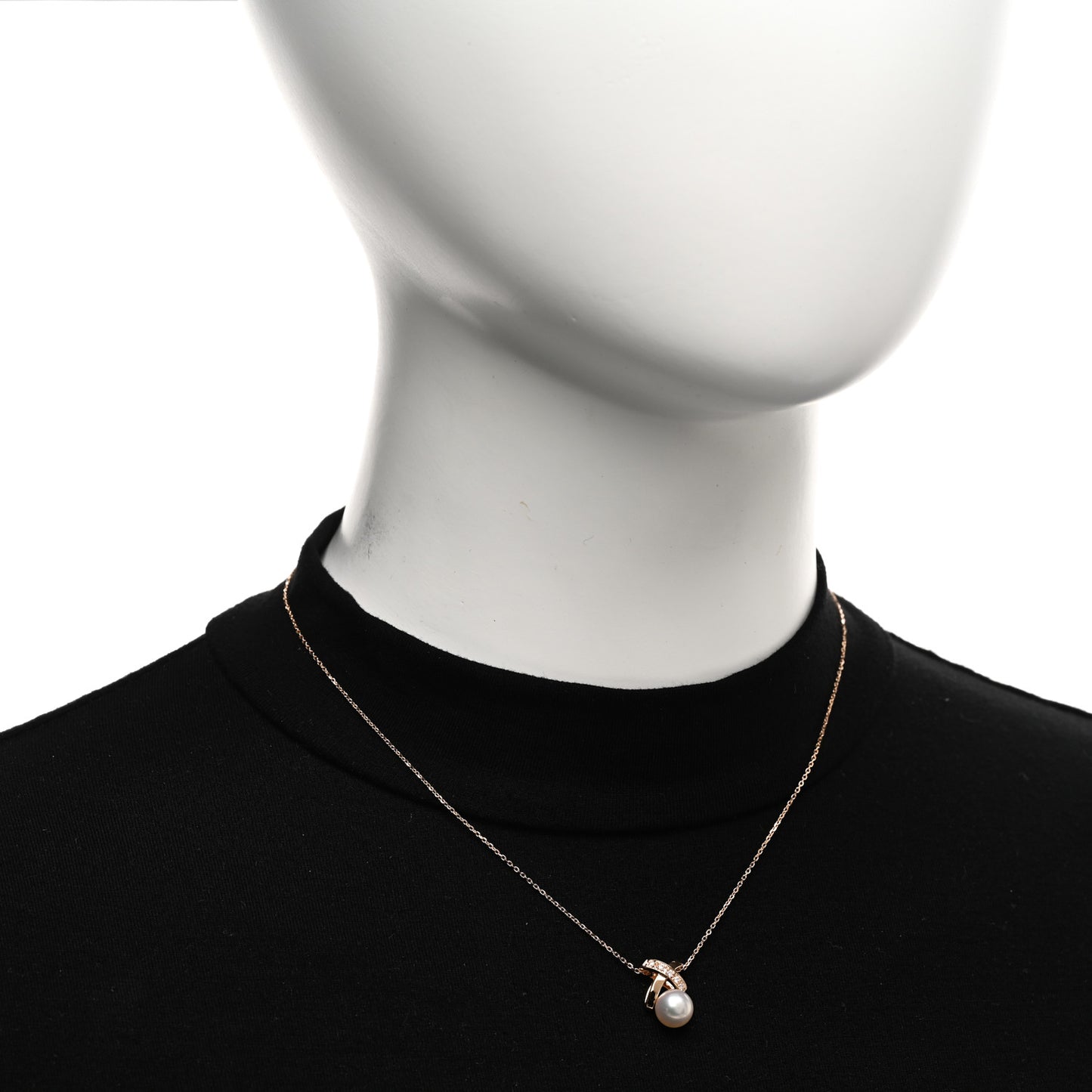 18K Rose Gold Diamond Akoya Pearl X Pendant Necklace