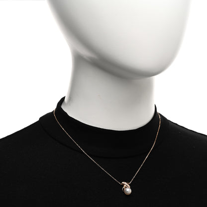 Mikimoto 18K Rose Gold Diamond Akoya Pearl X Pendant Necklace 2 of 5