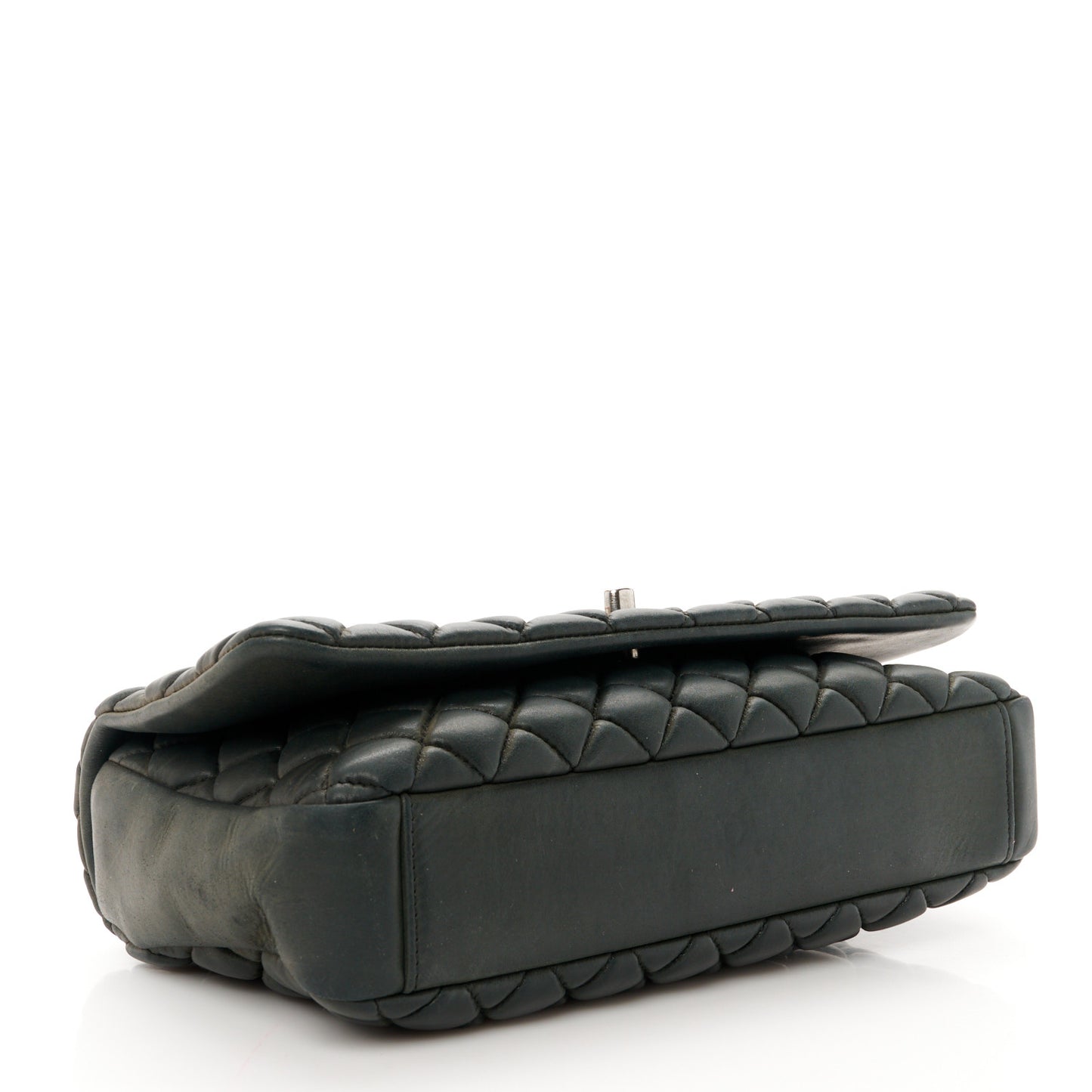 Iridescent Calfskin Small New Bubble Quilt Flap Anthracite