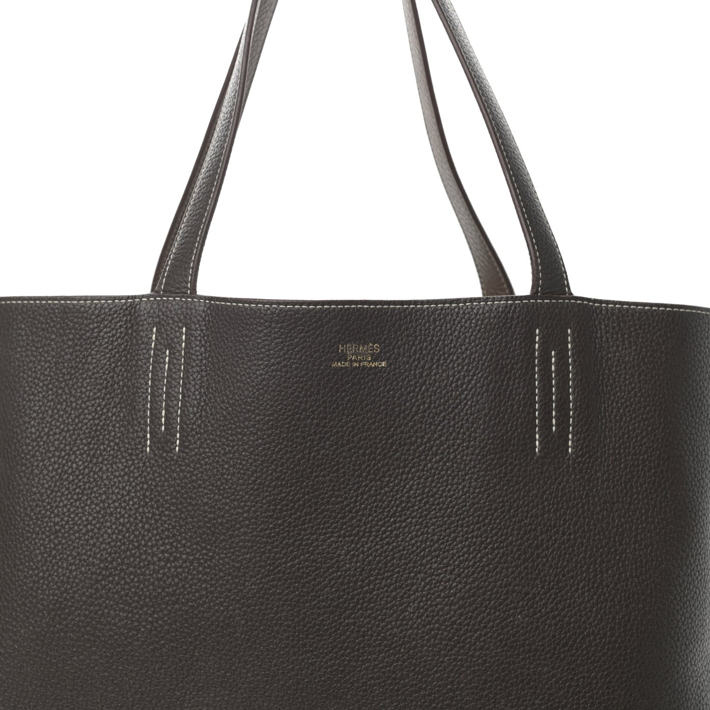 Taurillon Clemence Double Sens 36 Reversible Tote Etoupe Etain