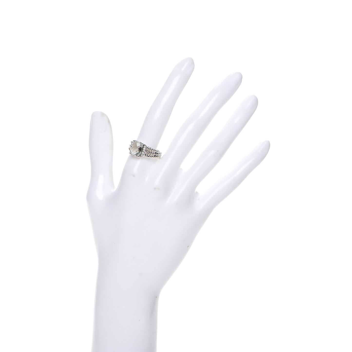 Sterling Silver Diamond Prasiolite 10mm Petite Wheaton Ring 57 8
