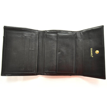 Chanel Leather Chocolate Bar Quilted Tri-Fold Wallet Black 6 of 8