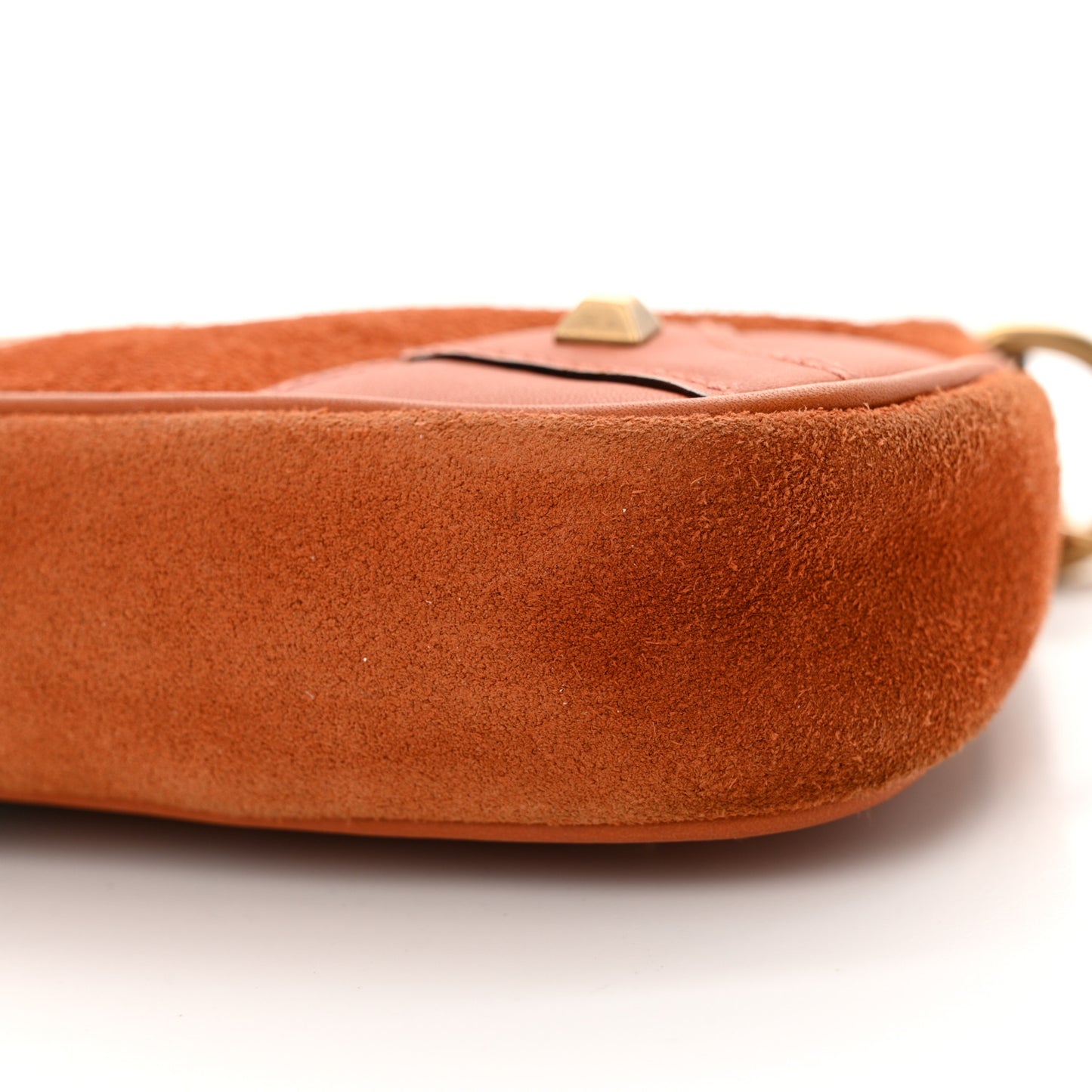 Suede Monogram Horsebit Nail Chain Pochette Orange