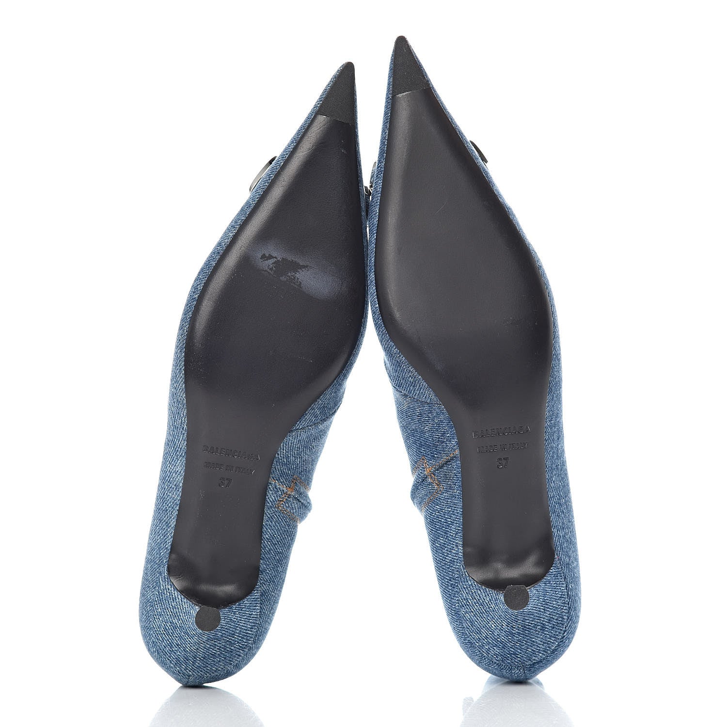Balenciaga Denim BB Pointy Toe Ankle Booties 37 Light Bleu 5 of 10