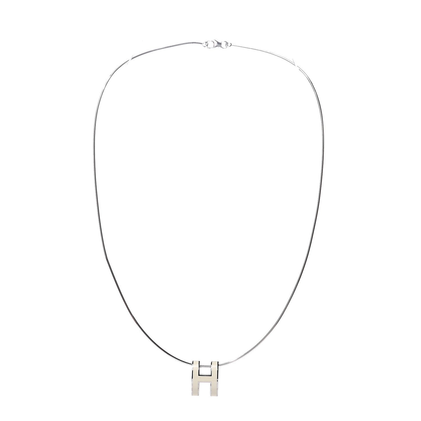 Lacquered Gold Pop H Pendant Necklace White