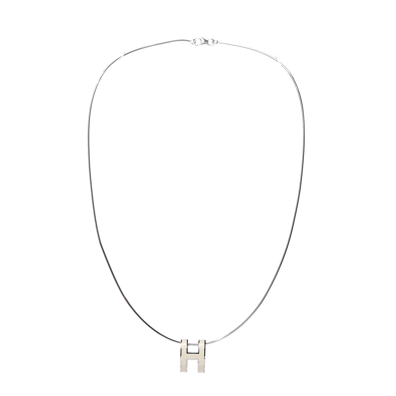 Hermes Lacquered Gold Pop H Pendant Necklace White 3 of 5