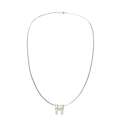 Hermes Lacquered Gold Pop H Pendant Necklace White 3 of 5