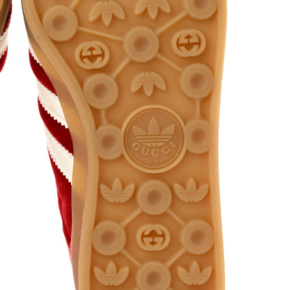 Gucci X ADIDAS Softy Velvet Suede Madeira Demetra Mens Gazelle Sneakers 8.5 Vulcanic Red Off White Hibiscus Red 6 of 8