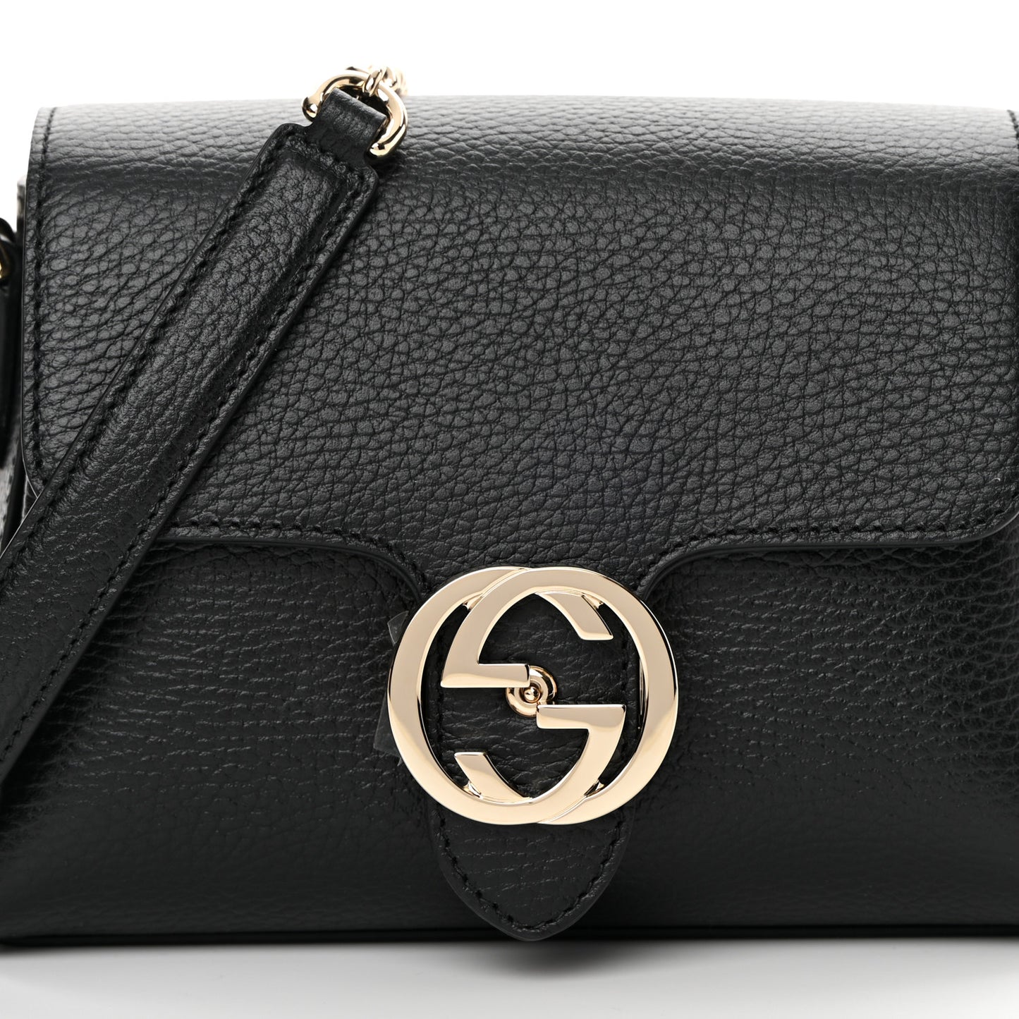 Dollar Calfskin Interlocking G Crossbody Bag Black