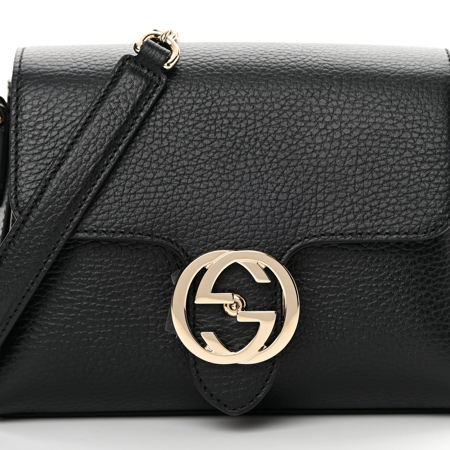Gucci Dollar Calfskin Interlocking G Crossbody Bag Black 8 of 10